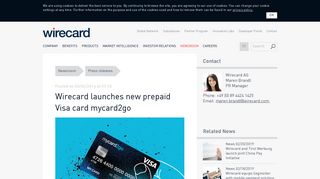 Wirecard launches new prepaid Visa card mycard2go