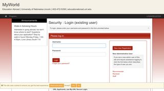 Security > Login (existing user) > MyWorld