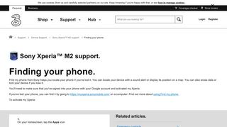 Sony Xperia™ M2 support - Finding your phone. - Three