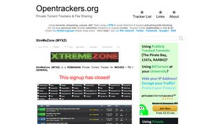 XtreMeZone (MYXZ) - Private Torrent Trackers ... - Opentrackers.org