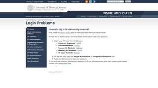 Login Problems | Information Technology | University of Missouri System