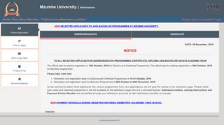 Mzumbe University Online Admission Application Portal |