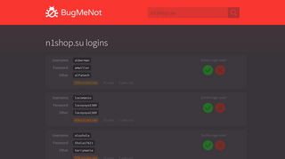 n1shop.su passwords - BugMeNot