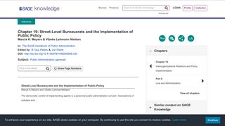 SAGE Reference - Street-Level Bureaucrats and the Implementation of ...