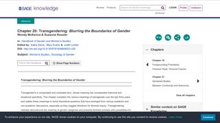 SAGE Reference - Transgendering: Blurring the Boundaries of Gender