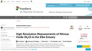 Frontiers | High Resolution Measurements of Nitrous Oxide (N2O) in ...