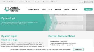 System log in | Dental Referrals