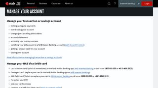 Manage your bank account - transaction or savings - NAB