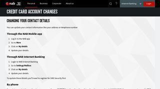 Credit Card Account Changes - Manage Card - NAB