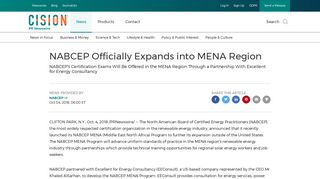 NABCEP Officially Expands into MENA Region - PR Newswire