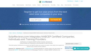 SolarReviews.com Integrates NABCEP Certified Companies ...