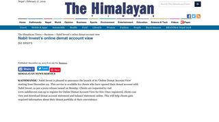 Nabil Invest's online demat account view - The Himalayan Times