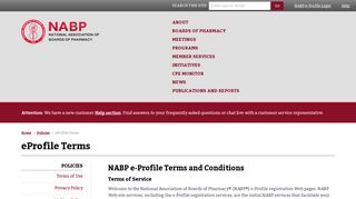 e-Profile Terms | National Association of Boards of Pharmacy - NABP