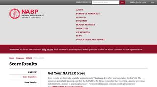 Score Results | National Association of Boards of Pharmacy | NABP