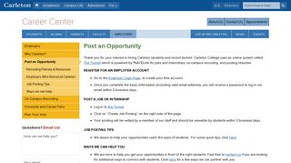 Post an Opportunity | Career Center | Carleton College