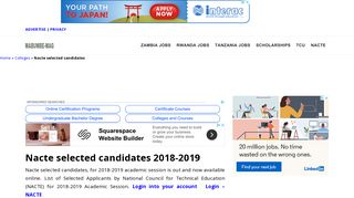 Official Nacte selected candidates 2018-2019 by NACTE Tanzania