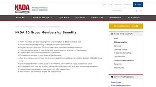 NADA 20 Group Membership Benefits