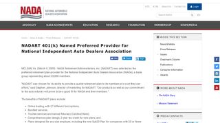 NADART 401(k) Named Preferred Provider for National Independent ...
