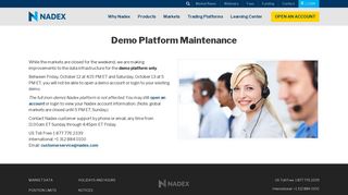 Demo Platform Maintenance | Nadex