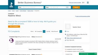 Nadine West | Complaints | Better Business Bureau® Profile