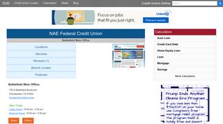 NAE Federal Credit Union - Chesapeake, VA - Credit Unions Online