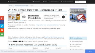 NAG Default Password, Login & IP List (updated August 2018 ...