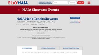 NAIA Men's Tennis Showcase - Play Sports in College | PlayNAIA