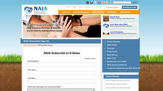 NAIA Newsletter Sign-up | National Animal Interest Alliance