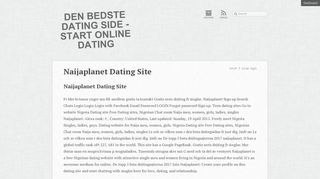 Naijaplanet Dating Site « Den bedste dating side - start online dating