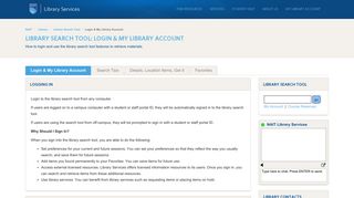 Login & My Library Account - Library Search Tool - Library at Northern ...