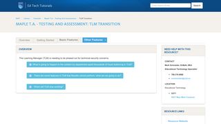 TLM Transition - Maple T.A. - Testing And Assessment - Library at ...