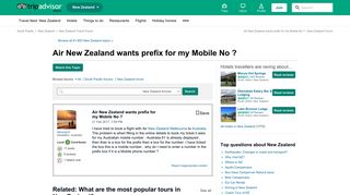 Air New Zealand wants prefix for my Mobile No ? - New Zealand ...