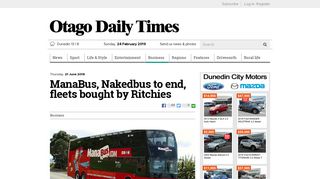 ManaBus, Nakedbus to end, fleets bought by Ritchies | Otago Daily ...