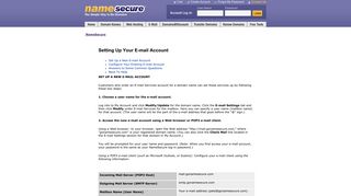 I Need to Set Up my E-mail Account! POP3 E-mail ... - NameSecure