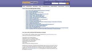 Hosting Control Panel FAQ | NameSecure