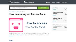 How to access your Control Panel - Names.co.uk