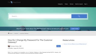 How do I change my password for the Customer Gateway? – Home