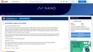 NanoWallet.io logins not working? : nanocurrency - Reddit