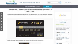 Complete Auto Care and Fuel-Ups Available with New Synchrony Car ...