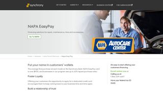 NAPA EasyPay Financing Solution | Business | Synchrony Bank