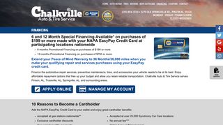 Financing | NAPA EasyPay Credit Card | Chalkville Auto & Tire Service