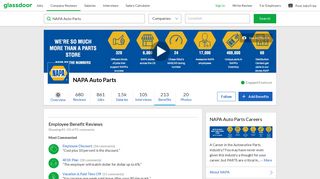 NAPA Auto Parts Employee Benefits and Perks | Glassdoor