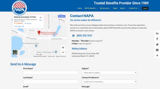 Contact National Association of Professional Agents - NAPA Benefits