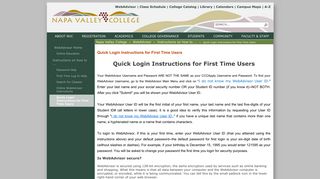 Quick Login Instructions for First Time Users - Napa Valley College