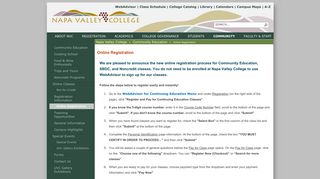Online Registration - Napa Valley College