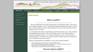 myNVC Help Page - Napa Valley College