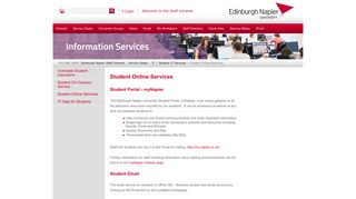 Student Online Services - Edinburgh Napier Staff Intranet