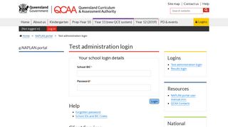 Test administration login - NAPLAN portal - Queensland Curriculum ...
