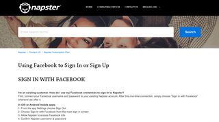 Using Facebook to Sign In or Sign Up – Napster
