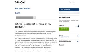 NAPSTER NOT WORKING - Service